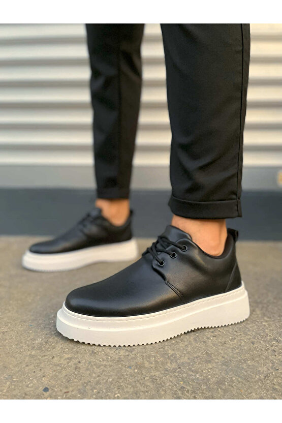 JY03 Luxor Bağcıklı Cilt Erkek Günlük Spor Klasik Ayakkabı CBT - Siyah