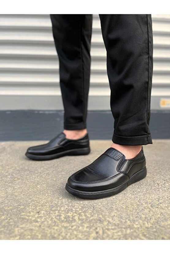 JY0410 Classique Bağcıksız Cilt Erkek Günlük Klasik Ayakkabı CST - Siyah