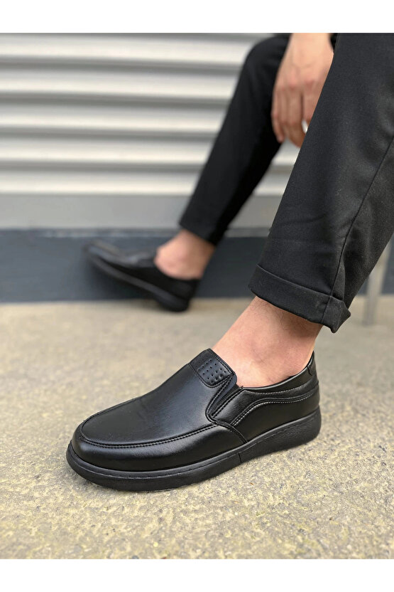 JY0410 Classique Bağcıksız Cilt Erkek Günlük Klasik Ayakkabı CST - Siyah