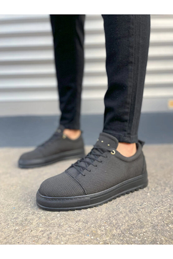 JY152 Cool Bağcıklı Keten Erkek Günlük Spor Klasik Ayakkabı KST - Siyah