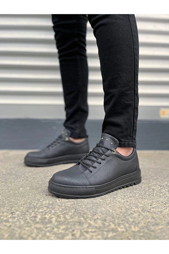 JY152 Cool Bağcıklı Cilt Erkek Günlük Spor Klasik Ayakkabı CST - Siyah