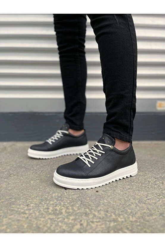 JY152 Cool Bağcıklı Cilt Erkek Günlük Spor Klasik Ayakkabı CBT - Siyah