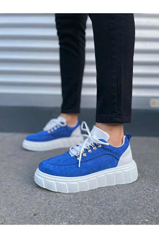 JY010 Cloud Bağcıklı Süet Erkek Günlük Sneaker Ayakkabı SBT - MaviBeyaz