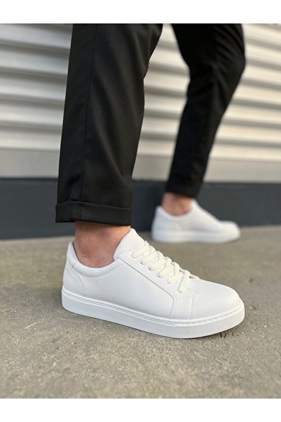 JY165 Elite Bağcıklı Cilt Erkek Günlük Sneaker Ayakkabı CBT - Beyaz