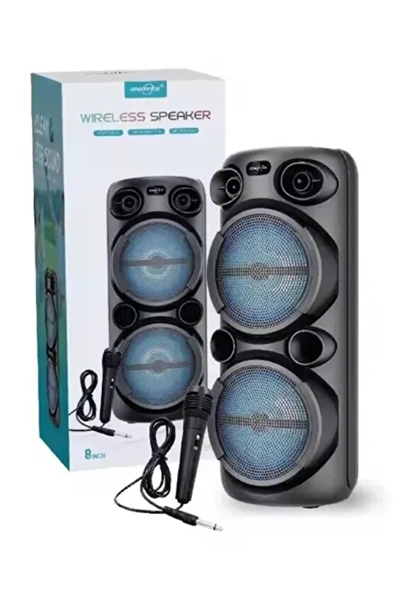 BÜYÜK BOY ŞARJLI HOPARLÖR KARAOKE MİKROFONLU TAŞINABİLİR KABLOSUZ BLUETOOTH SPEAKER