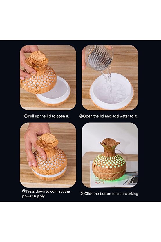 ODA HAVA NEMLENDİRİCİ 300ML RGB LED IŞIKLI HUMUDİFİER AROMA DİFİZÖR BUHAR MAKİNESİ