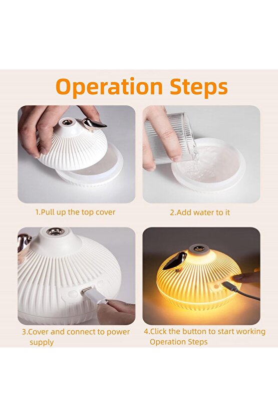 ODA HAVA NEMLENDİRİCİ HUMUDİFİER 3 MOD LED IŞIKLI BUHAR MAKİNESİ 300ML AROMA DİFİZÖR