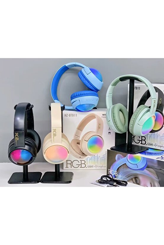 RGB LED IŞIKLI KABLOSUZ KULAKLIK BLUETOOTH ŞARJLI KULAKÜSTÜ WİRELESS HEADPHONES MİKROFONLU