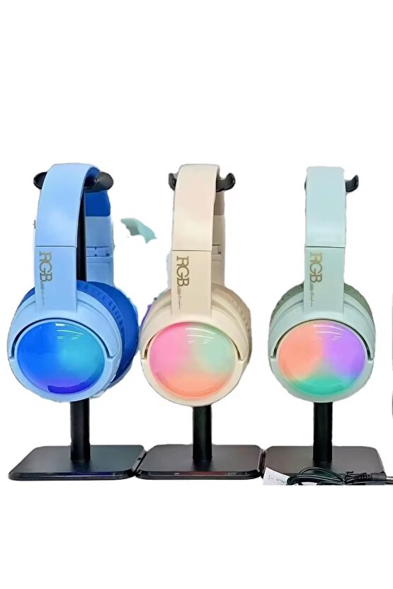 RGB LED IŞIKLI KABLOSUZ KULAKLIK BLUETOOTH ŞARJLI KULAKÜSTÜ WİRELESS HEADPHONES MİKROFONLU