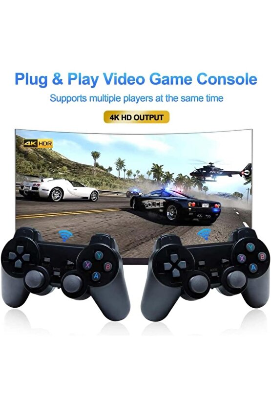 4K RETRO GAME STİCK 2 Kablosuz Kumandalı HDMI Çıkışlı 64GB VİDEO OYUN KONSOLU