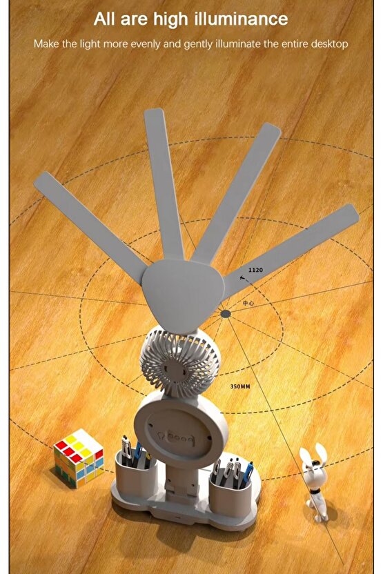 ÇOK FONKSİYOKLU MASA LAMBASI RGB LED IŞIKLI SAAT TAKVİM DERECE VANTİLATÖR KALEMLİK
