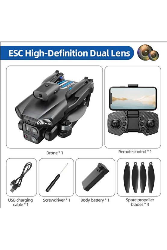 ÇİFT KAMERALI ENGEL KAÇINMA SENSÖRLÜ DRONE UZAKTAN KUMANDALI APP DESTEKLİ HD KAMERA QUADCOPTER
