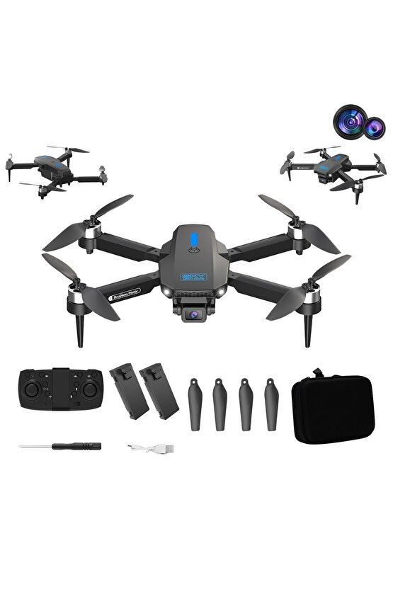 ÇİFT KAMERA VE BATARYALI DRONE UZAKTAN KUMANDALI APP DESTEKLİ BRUSHLESS MOTOR QUADCOPTER OPTİK DURUŞ