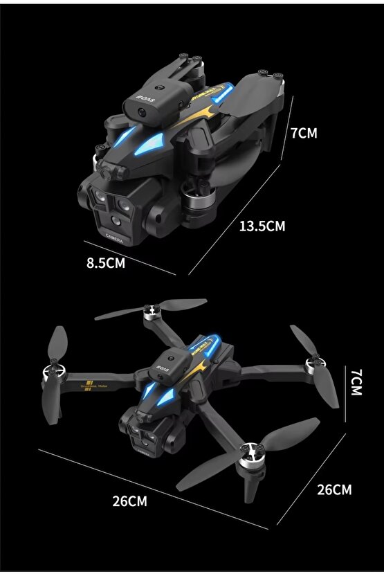 ÇİFT KAMERALI ENGEL KAÇINMA SENSÖRLÜ DRONE UZAKTAN KUMANDALI APP DESTEKLİ LED IŞIKLI QUADCOPTER