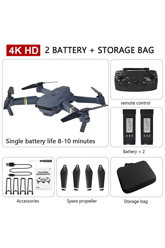 ÇİFT BATARYALI ÇİFT KAMERALI DRONE UZAKTAN KUMANDALI APP DESTEKLİ PERVANE KORUMALIKLI QUADCOPTER