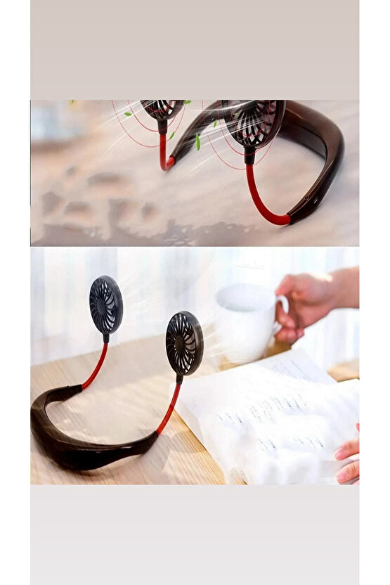 Giyilebilir Kablosuz Şarjlı Taşınabilir Mini Fan Vantilatör Siyah