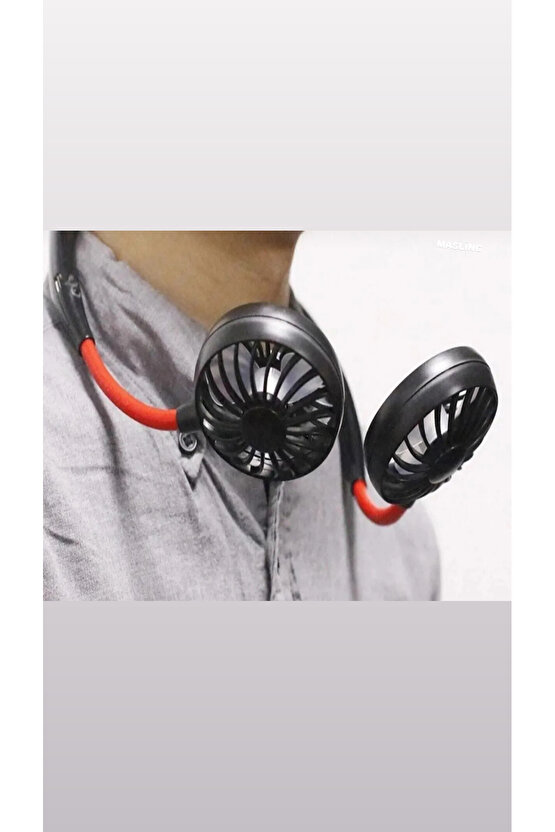 Giyilebilir Kablosuz Şarjlı Taşınabilir Mini Fan Vantilatör Siyah