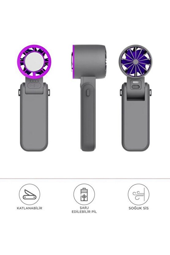 ŞARJLI EL FANI BUZ ÖZELLİKLİ MİNİ KLİMA KATLANABİLİR BOYUNA ASMALI VANTİLATÖR MASAÜSTÜ FAN