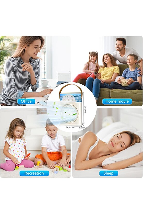 ŞARJLI LED IŞIKLI MASAÜSTÜ VANTİLATÖR FAN ODA HAVA NEMLENDİRİCİ HUMUDİFİER SERİNLETİCİ MİNİ KLİMA