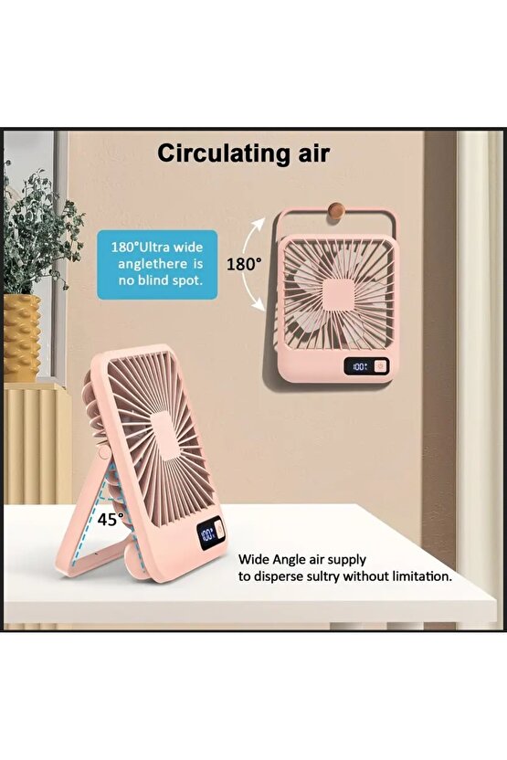 MASAÜSTÜ ŞARJLI FAN 5 HIZ KADEMELİ ULTRA İNCE LED GÖSTERGELİ VANTİLATÖR SERİNLETİCİ MİNİ KLİMA