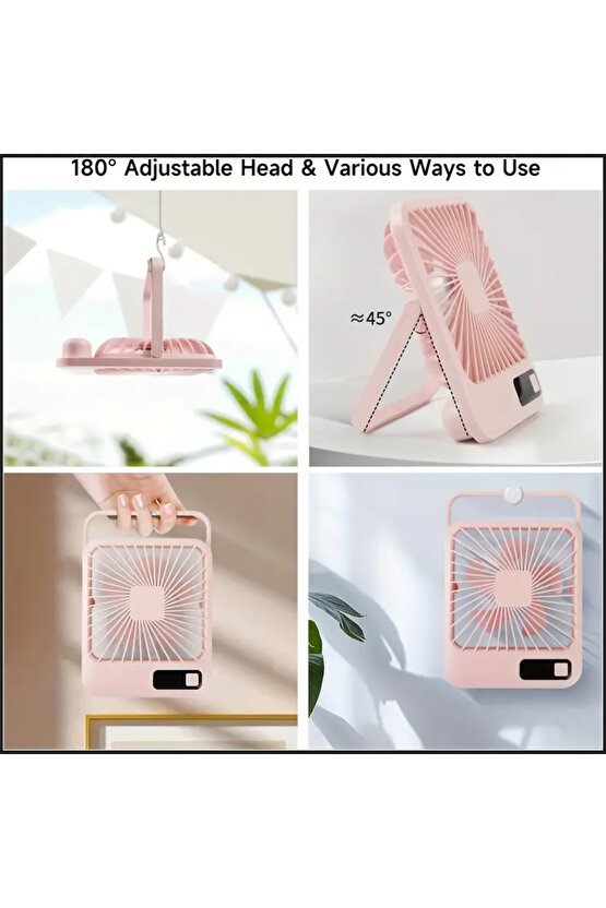 MASAÜSTÜ ŞARJLI FAN 5 HIZ KADEMELİ ULTRA İNCE LED GÖSTERGELİ VANTİLATÖR SERİNLETİCİ MİNİ KLİMA