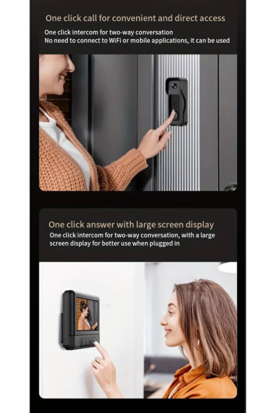 X6 VİDEO DOORBELL KABLOSUZ GÖRÜNTÜLÜ KAPI ZİLİ KAMERALI KAPI İNTERCOMU EKRANLI MİKROFONLU ŞARJLI
