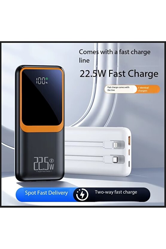 22.5W PD POWERBANK HIZLI ŞARJ DİJİTAL GÖSTERGE QUİCK CHARGE 3.0 TYPE-C TAŞINABİLİR ŞARJ ALETİ 5V-3A