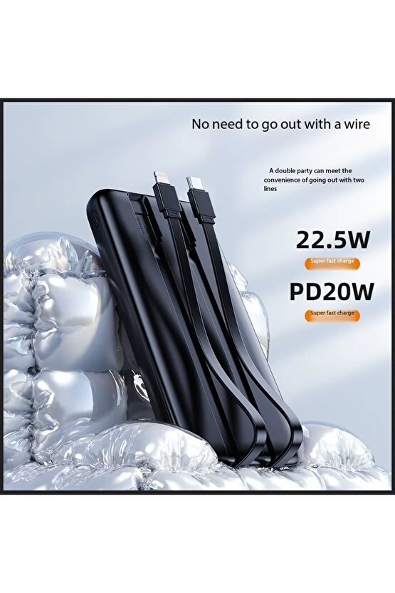 22.5W PD POWERBANK HIZLI ŞARJ DİJİTAL GÖSTERGE QUİCK CHARGE 3.0 TYPE-C TAŞINABİLİR ŞARJ ALETİ 5V-3A