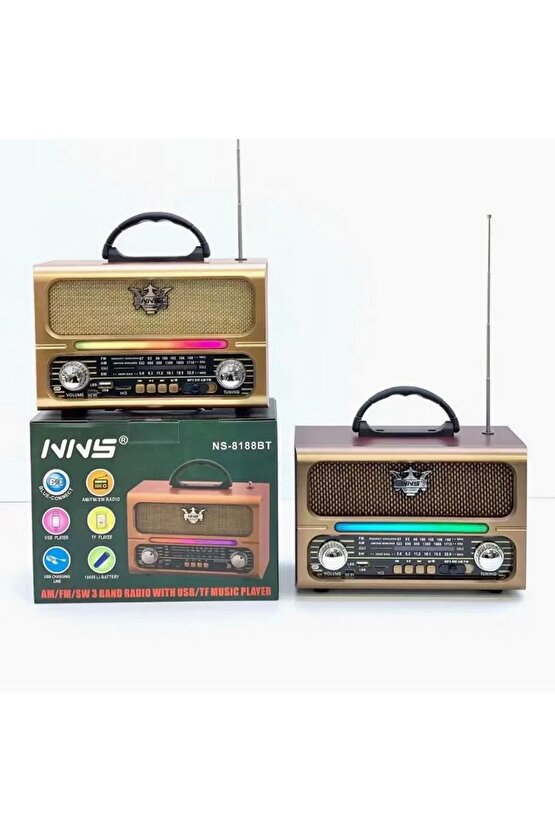 NOSTALJİK RADYO BLUETOOTH SPEAKER ŞARJLI SD KART USB GİRİŞLİ MP3 ÇALAR KABLOSUZ HOPARLÖR