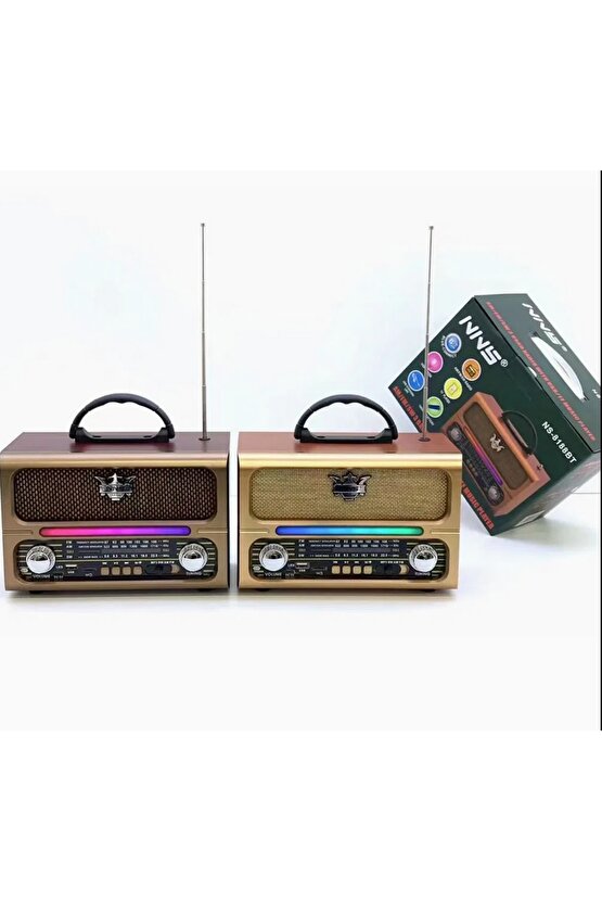 NOSTALJİK RADYO BLUETOOTH SPEAKER ŞARJLI SD KART USB GİRİŞLİ MP3 ÇALAR KABLOSUZ HOPARLÖR