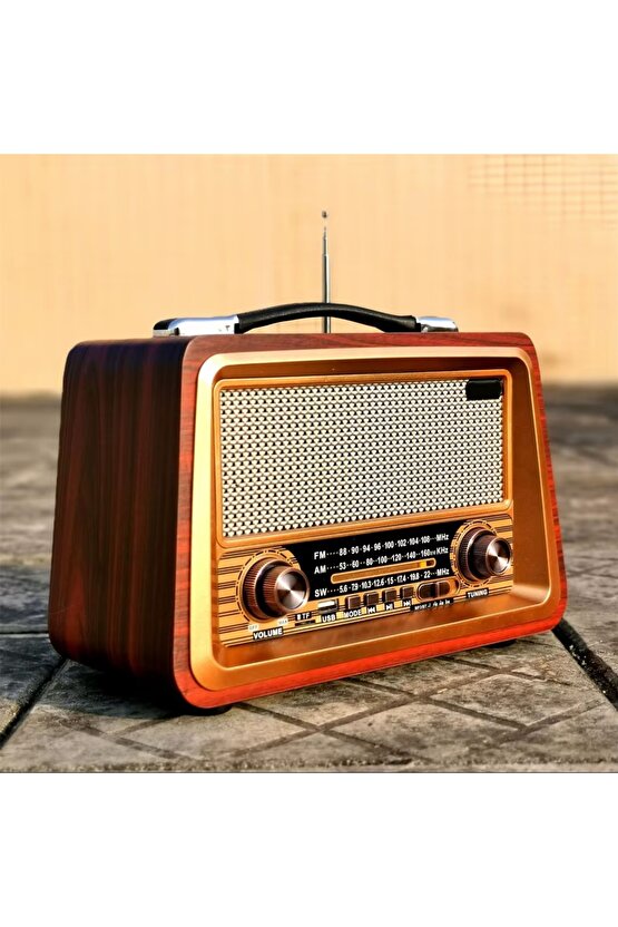 NOSTALJİK RADYO BLUETOOTH SPEAKER ŞARJLI SD KART USB GİRİŞLİ MP3 ÇALAR KABLOSUZ HOPARLÖR