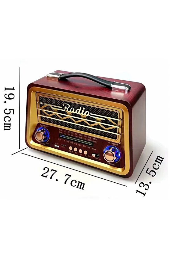 NOSTALJİK RADYO BLUETOOTH SPEAKER ŞARJLI SD KART USB GİRİŞLİ MP3 ÇALAR KABLOSUZ HOPARLÖR