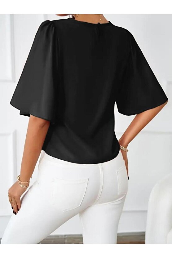 Kadın Kısa Kollu Yuvarlak Yaka Sandy Bluz