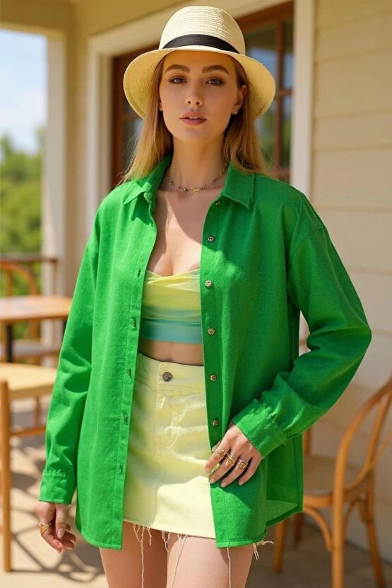 Kadın Uzun Kollu Oversize Gömlek