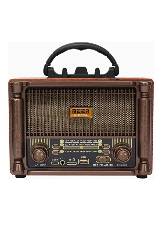 NOSTALJİK RADYO BLUETOOTH SPEAKER ŞARJLI SD KART USB GİRİŞLİ MP3 ÇALAR KABLOSUZ HOPARLÖR