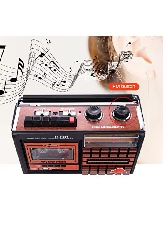 NOSTALJİK RADYO BLUETOOTH SPEAKER KASETÇALAR KABLOSUZ HOPARLÖR FM RADYO SD KART USB TEYP