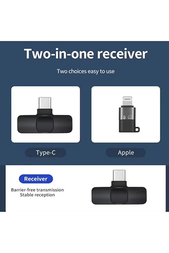 İPHONE İPAD ANDROİD KABLOSUZ TEKLİ YAKA MİKROFONU LİGHTNİNG-TYPE C GİRİŞLİ YOUTUBE VİDEO CANLI YAYIN