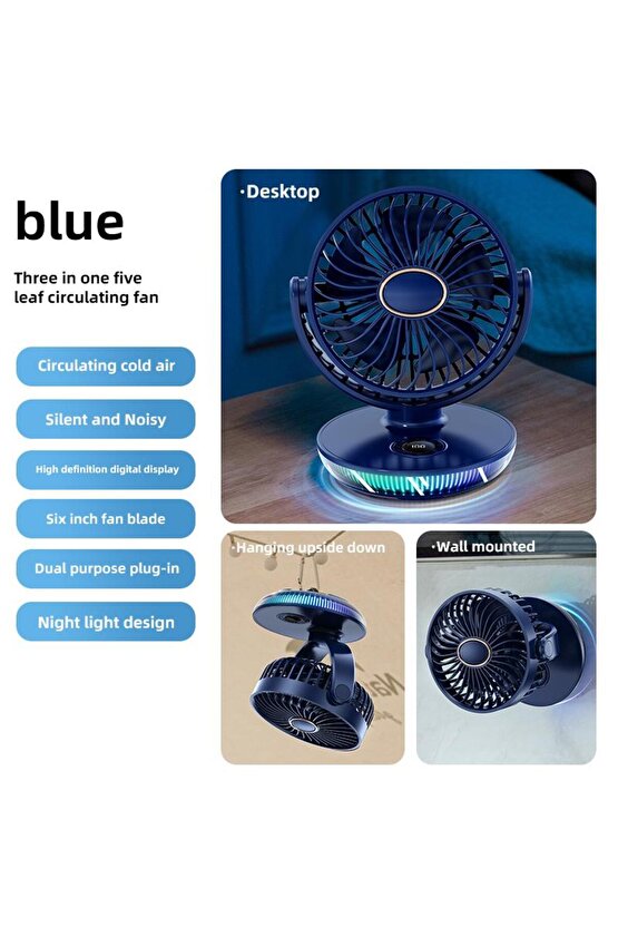 ŞARJLI MASAÜSTÜ MİNİ KLİMA SERİNLETİCİ FAN RGB LED IŞIKLI VANTİLATÖR ASKILI FAN
