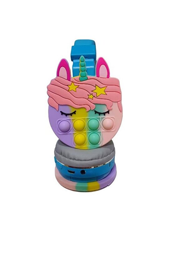 ÇOÇUKLAR İÇİN BLUETOOTH KULAKLIK KARİKATÜR POPİT SD KART GİRİŞLİ ŞARJLI KABLOSUZ KULAKLIK