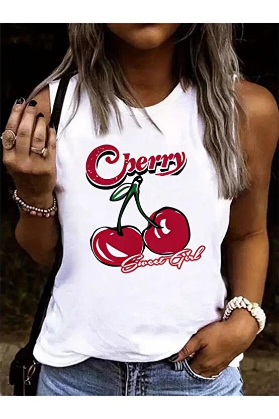 Kadın Kolsuz Bisiklet Yaka Desenli Viskon Bluz