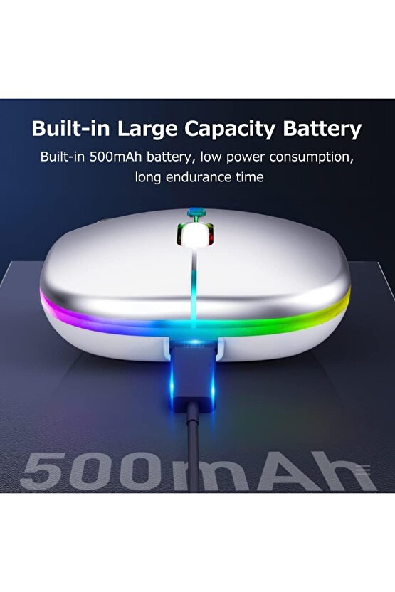 LED IŞIKLI ŞARJLI MOUSE 2.4GHZ USB WİRELESS VE BLUETOOTH LU SESSİZ İOS ANDROİD TELEFON TABLET PC TV