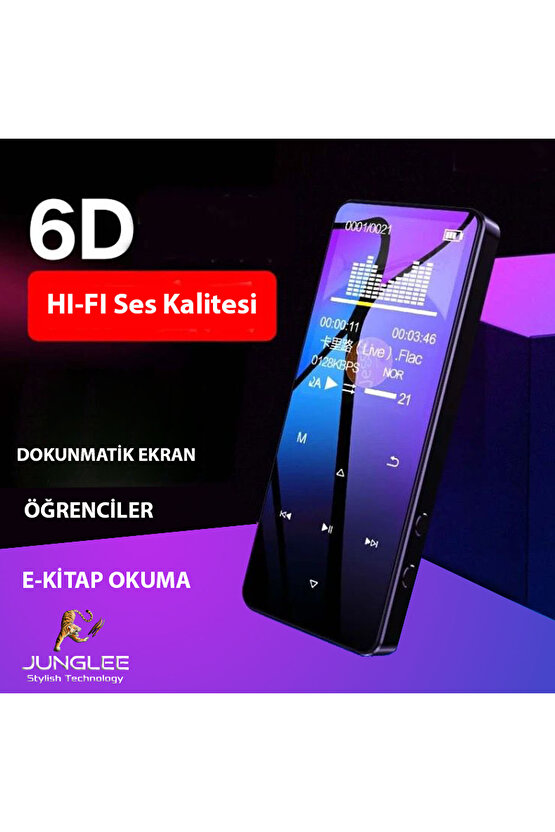 Bluetooth Lu Mp3-mp4 Çalar Fm Radyolu Şarjlı Mp4 Player Dahili Hoparlör 8gb Hafızalı Müzik Çalar
