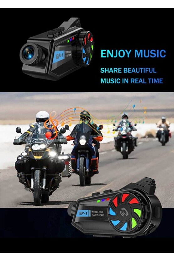 Kameralı Intercom Motosiklet Bluetooth Kask Kulaklık Ses Kontrolü 1080p Video Kayıt Videolu Interkom