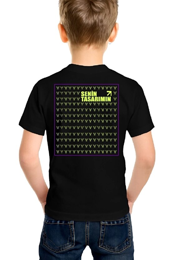 Çocuk Arka Sizin Tasarımınız Basic Tshirt - Siyah