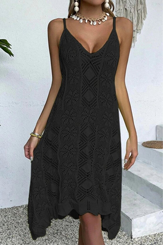 Kadın Ince Askılı Triko Elbise