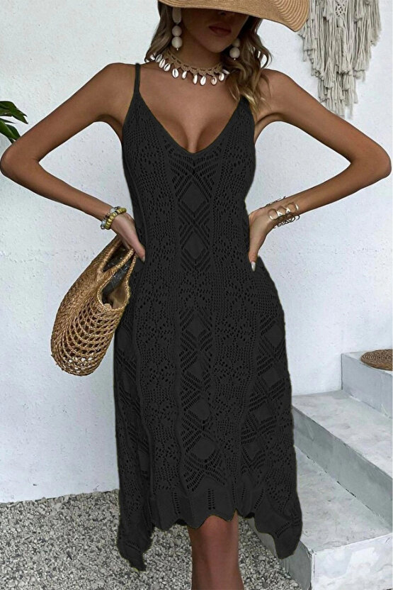 Kadın Ince Askılı Triko Elbise