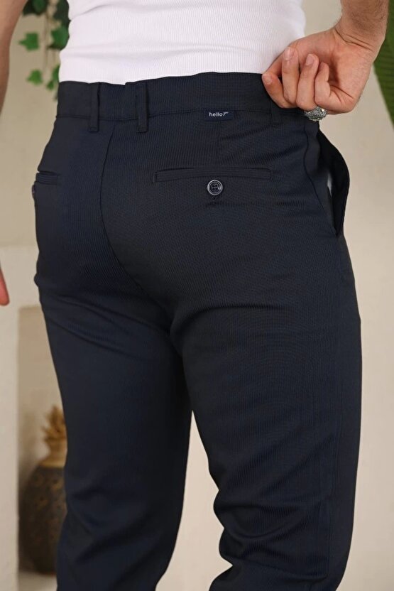 Erkek Casual Slim Fit Cord Desenli Kumaş Pantolon