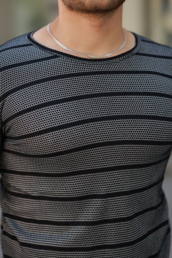 Erkek Petek Desenli Kısa Kollu T-shirt