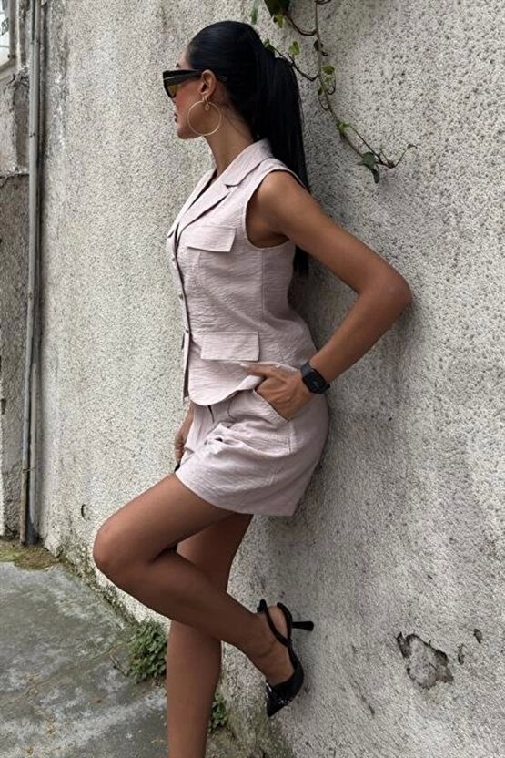 gl00my Yazın Şıklığına Adım Atın - Yelek Şort Takım -17