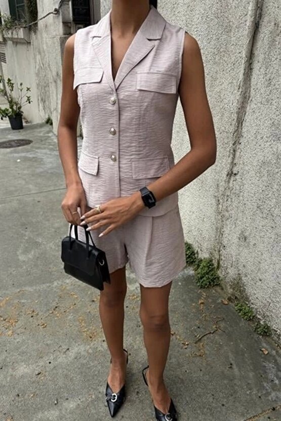 gl00my Yazın Şıklığına Adım Atın - Yelek Şort Takım -17